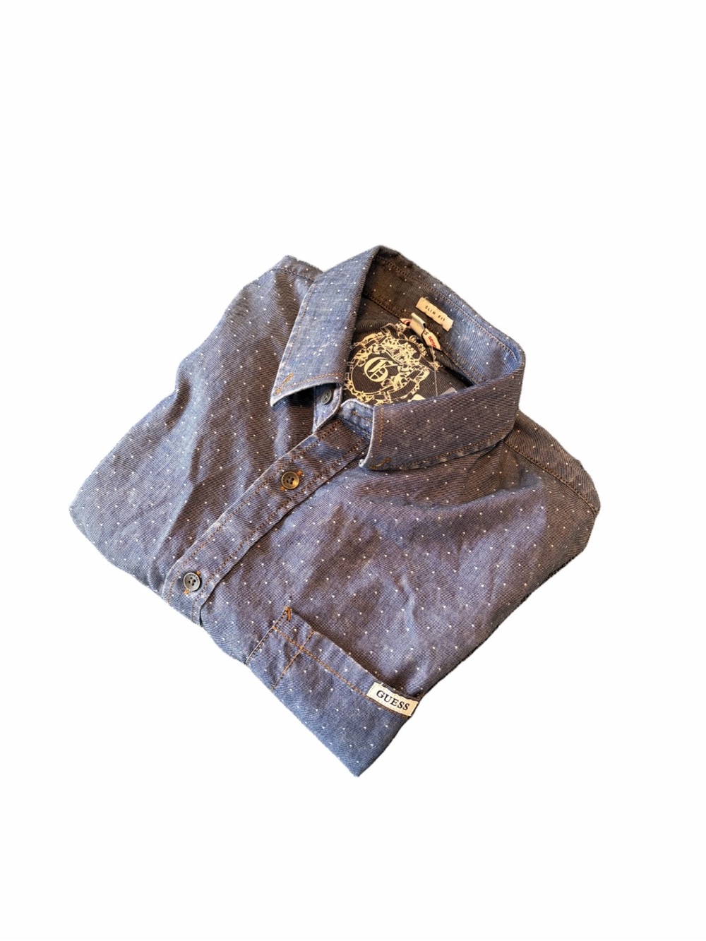 NWT Guess Men's Blue Dot Button-Up Shirt Size Medium